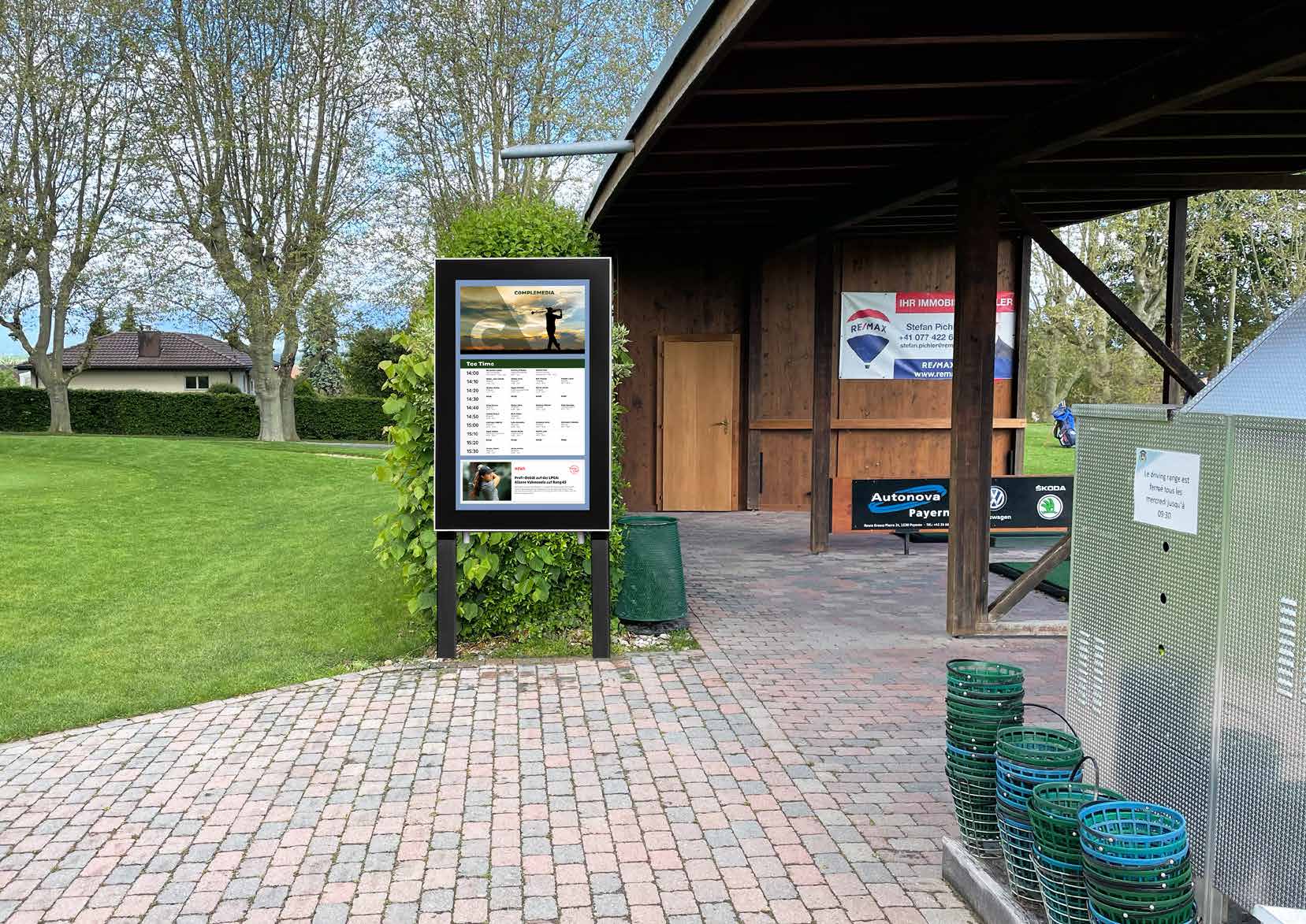 emplacement golf de payerne, publicité golf suisse romande, écran publicitaire