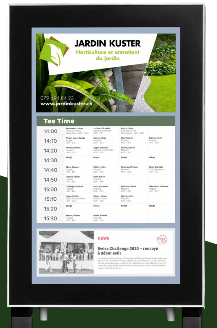 publicité golf de payerne, écran publicitaire